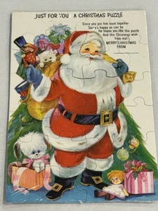 Biglietto di auguri vintage American Greetings Christmas Babbo Natale Puzzle - Nuovo Vecchio Stock - Foto 1 di 4