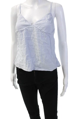 Brandy Melville Mujer Azul Claro Cuello en V Camisola Lino Viscosa Talla S Foto 1 de 4