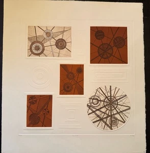 Vintage MCM 1950s Blind Embossed Color Abstract Shapes Modern Art S&N 58/100 - Picture 1 of 13