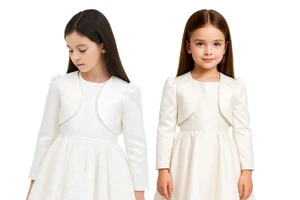 Christening Baby & Girls Satin Bolero Jacket - Perfect for all Special Occasions - Picture 1 of 7