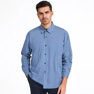 Tommy Hilfiger Shirt Mens XL Blue Candy Stripe Cotton Vintage Fit Long Sleeve - Picture 1 of 11