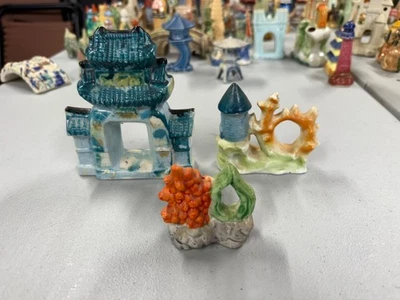 Adornos de acuario vintage RAROS, ¡Hechos en Japón! Hermoso azul! ¡Lote de 3! Foto 1 de 3