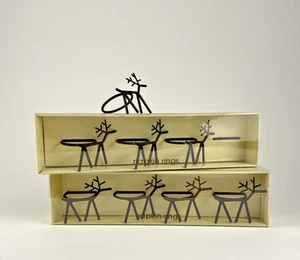 Set of 8 Tag Reindeer Napkin Rings Holiday Christmas Decor Rustic Metal - Picture 1 of 7