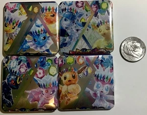 Juego de 4 imanes o prendedores de refrigerador Prismatic Evolutions Pokemon arte - Imagen 1 de 3