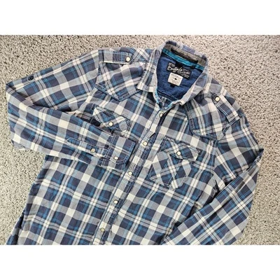 Buffalo David Bitton Plaid Shirt Mens M/M Blue White Western Button Down Casual - Image 1 of 4