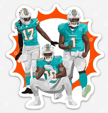 Jaylen Waddle Tua Tagovailoa Tyreek Hill Miami Dolphins MAGNET - NFL Vinyl MIA Cover