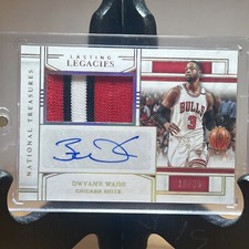 2020-21 National Treasures DWAYNE WADE #10/25 GAME WORN 3 COLOR PATCH AUTO