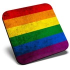 Square Single Coaster - Gay Flag Lesbian Bisexual Rainbow  #8841