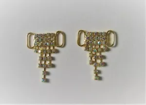 CRAFT-SEWING-SWIMWEAR 2x 27x35mm Gold Colour Crystal & Rhinestone Bikini Buckles - Picture 1 of 1