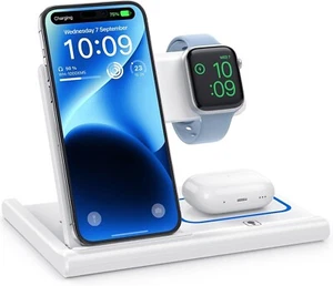 Charging Station Wireless Charger Stand 3 in 1 Fast Charging Station for iPhone - Picture 1 of 7
