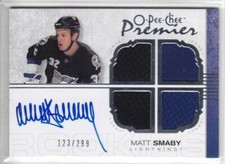 2007-08 O-PEE-CHEE PREMIER MATT SMABY RC AUTO JERSEY QUAD #138 Rookie Autograph