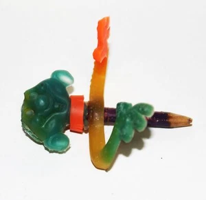 Figura vintage de juguete de goma lápiz topper criatura monstruo feo retro azul vacío - Imagen 1 de 3