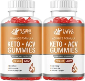 (2 Bottles) 6 Pack Keto ACV Gummies Advanced Formula 6 Pack Keto Gummies (120... - Picture 1 of 7