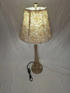 1970s Vintage Boudoir Metal & Crystal Lamps with Floral Petal Shades - Picture 1 of 5