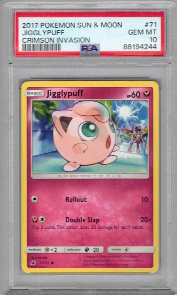 2017 Pokemon Sun & Moon, Crimson Invasion, #71, Jigglypuff, PSA 10, Gem Mint - Image 1 of 1