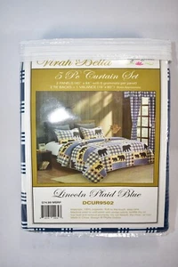 VIRAH BELLA 5-TEILIGES VORHANGSET - LINCOLN KARIERT BLAU #DCUR9502 (40"" x 84"") - Bild 1 von 6