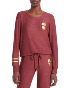 Chaser Top Ruby Long Sleeve Skull & Stripes Sweatshirt Women Sz XS NEW NWT 512 - Picture 1 of 3