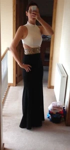 🖤BNWT £419 FOREVER UNIQUE JEWEL BELTED MAXI DRESS SIZE 8 PROM WEDDING 🖤 - Picture 1 of 3