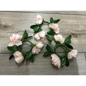 60 Mini wreath pink floral votive tealight candle rings shower favors decor NEW - Picture 1 of 2