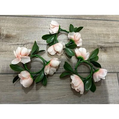 60 Mini wreath pink floral votive tealight candle rings shower favors decor NEW - Image 1 of 2