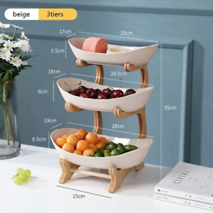 Oval-Shaped Partitioned Fruit Tray with Wooden Shelf