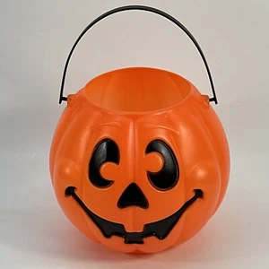 Vintage Halloween Blow Mold Jack-o’-lantern Candy Bucket 1997 Grand Venture 8” - Picture 1 of 4