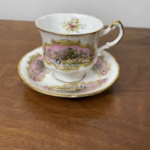Vintage Paragon England Chippendale E Tasse & Untertasse Bone China Rosa Blumen Tee - Bild 1 von 10