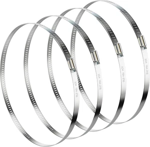 8 Inch Hose Clamp Adjustable 304 Stainless Steel Duct Clamp 4 Pack Worm Gear Cla - Picture 1 of 12