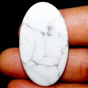100%Natural White Howlite Loose Gemstone 70.45Ct 26x46x5mm African Oval Cabochon - Picture 1 of 8
