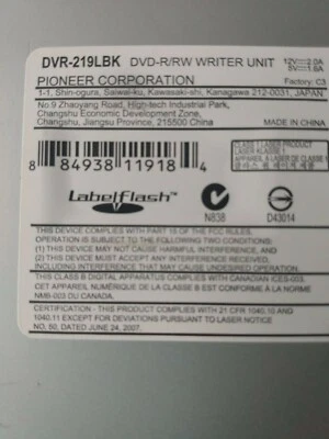 Pioneer DVR-219LBK DVD-R/RW / DVD-RAM Writer SATA Unit Used - Image 1 of 4