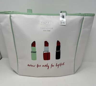 Clinique x Kate Spade Shopping Shoulder Travel Tote Large White Lipstick Bag TO2 - Image 1 of 4
