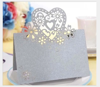 50 tarjetas de lugar con nombre de mesa de compromiso de boda diseño de corte láser Foto 1 de 4