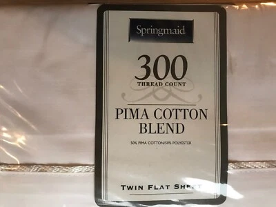 Lençol plano duplo branco mistura de algodão Pima com 300 fios Springmade - Imagem 1 de 4