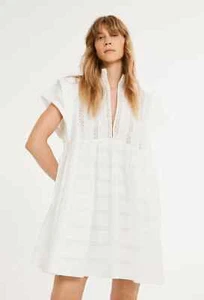 CLAUDIE PIERLOT £269 Guipure White Cotton Lace Broderie Dress UK 10 US 6 BNWT - Picture 1 of 22
