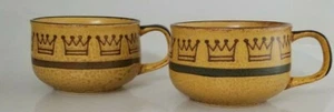 Pair of Studio Art Pottery Handmade Stoneware Coffee Hot Tea Soup Mugs 14 oz VGC - Picture 1 of 6