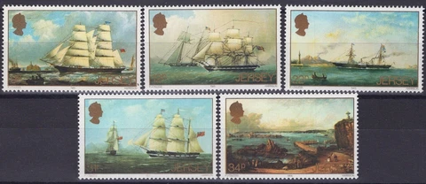 ZAYIX Great Britain - Jersey 348-352 MNH Ship Paintings Artist Philip Ouless Cover
