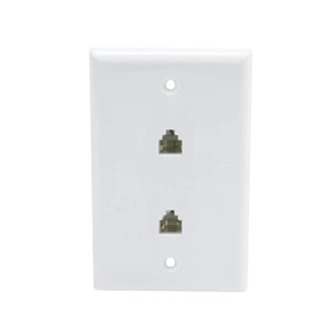 Placa de pared de una sola banda con montaje al ras Skywalker con conectores de teléfono dobles de 4 cables, blanca - Imagen 1 de 8