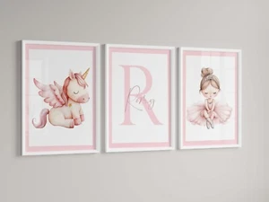 Juego de 3 bailarinas personalizadas decoración de guardería, arte de pared de baño, decoración de dormitorio - Imagen 1 de 1