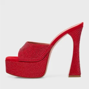 34-43 Rhinestone Womens Open Toe Slipper Sandals Super High Heel Runway Platform - Picture 1 of 27