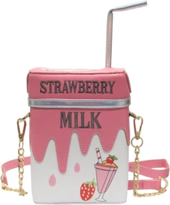 Cute Strawberry Milk Box Cross Body Purse Bag Cellphone Shoulder Bags Card Holde - Picture 1 of 7