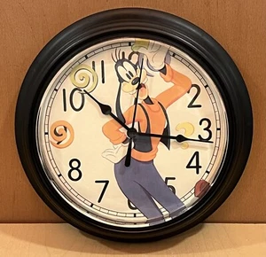 Vintage Disney Goofy bewegliche Zeiger schwarze Wanduhr 9" getestet funktioniert - Bild 1 von 6