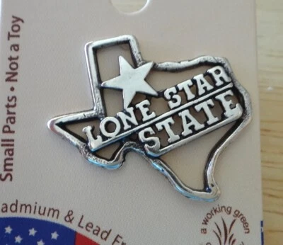 Sterling Silver 20x22mm says Lone Star State on the shape of Texas Pin Tie Tack - Image 1 of 4