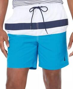 Nautica Men's Color-Block 8" Swim Trunks Shorts Hawaiian Ocean Blue XL NWT