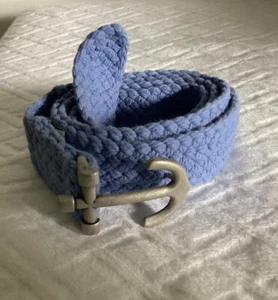 L.L.BEAN Silver Anchor Braided Lavender Blue Rope Belt S/M - Picture 1 of 4