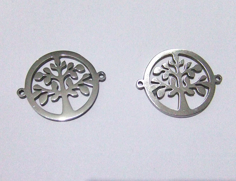 1pz connettore albero della vita in acciaio inox colore argento scur nickel free - Immagine 1 di 1