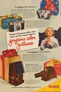 Kodak Cameras 1951 Print Ad Christmas Home Movies Table Viewer Projector Color - Picture 1 of 1