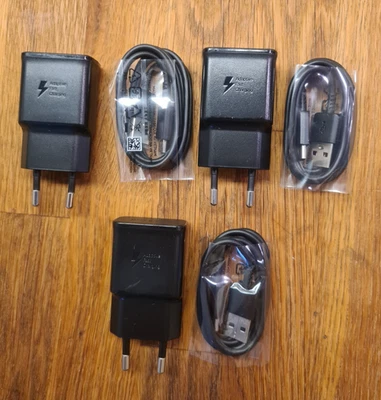 3x Original Samsung Schnellladegerät USB TypC Kabel + Netzstecker(USB-A) schwarz - Bild 1 von 2