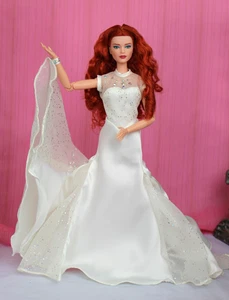 Off White Satin Chiffon Abendkleid Barbie Fashion 30s Style Ghost Dance Kleid - Bild 1 von 10
