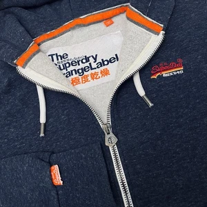 Chaqueta con Capucha SuperDry Orange Label Med Azul Marino Jaspeada Cremallera Completa Elastizada - Imagen 1 de 11