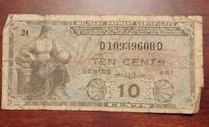 10c Military Payment Certificate Series 481 - Circulated - Picture 1 of 2